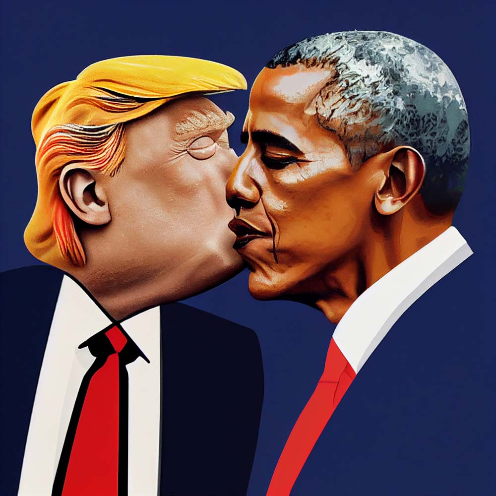 Obama and Trump Kissing