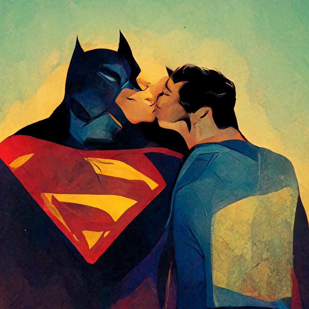 Batman and Superman Kissing
