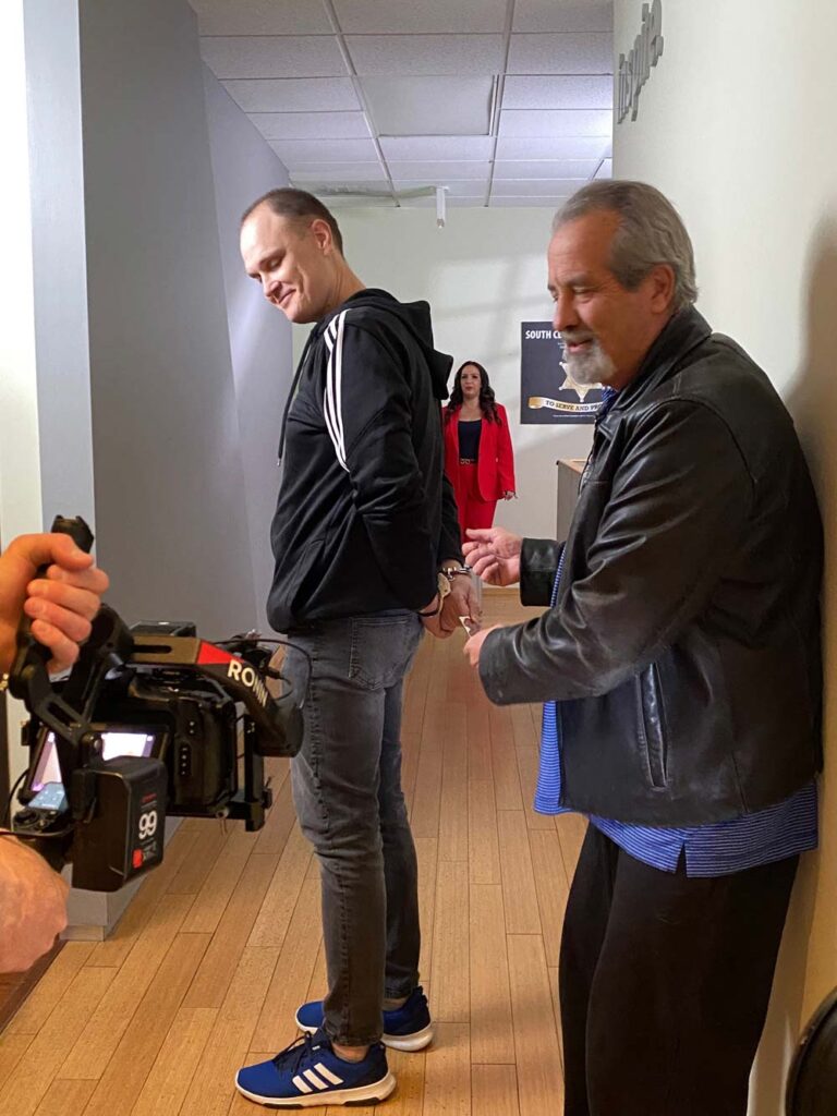 actors getting ready in front of the cameras